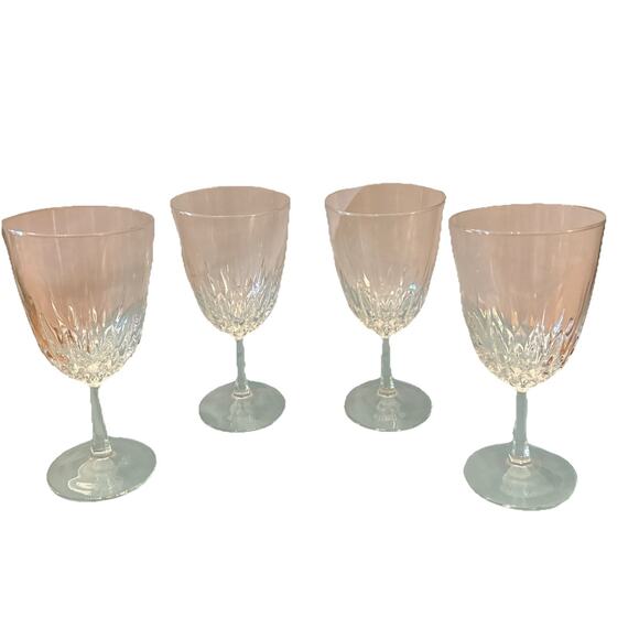 Crystal Water Goblets, Diamant by Cristal d'Arques Durand, Set of 4  6 5/8 in - Picture 1 of 4
